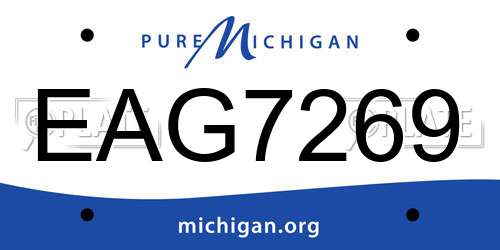 EAG7269 Michigan License Plate