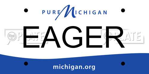 EAGER Michigan License Plate