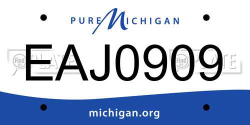 EAJ0909 Michigan License Plate