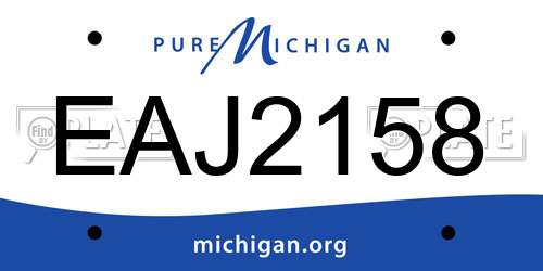 EAJ2158 Michigan License Plate