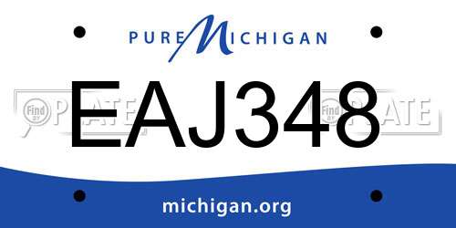 EAJ348 Michigan License Plate