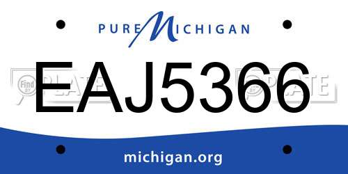 EAJ5366 Michigan License Plate