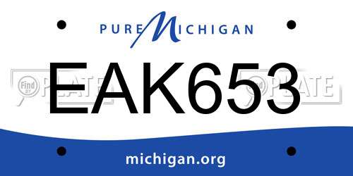 EAK653 Michigan License Plate