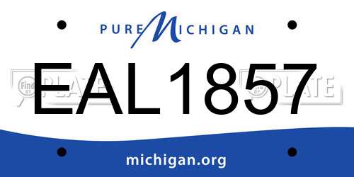EAL1857 Michigan License Plate