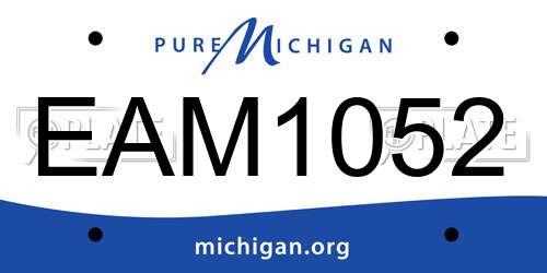 EAM1052 Michigan License Plate