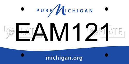 EAM121 Michigan License Plate