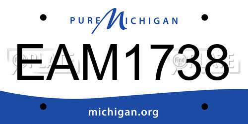 EAM1738 Michigan License Plate