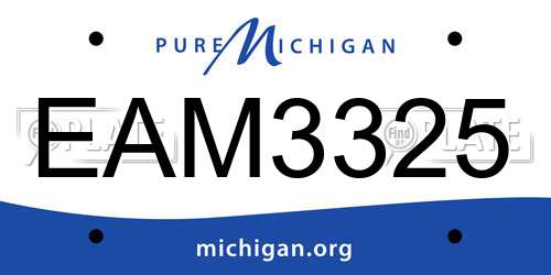 EAM3325 Michigan License Plate