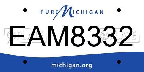 EAM8332 Michigan License Plate