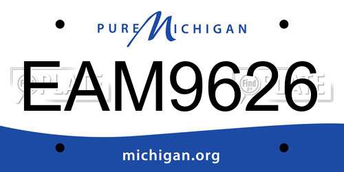 EAM9626 Michigan License Plate