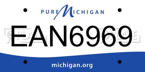 EAN6969 Michigan License Plate