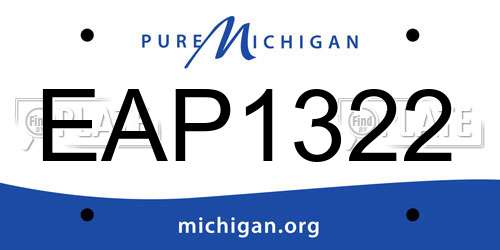 EAP1322 Michigan License Plate