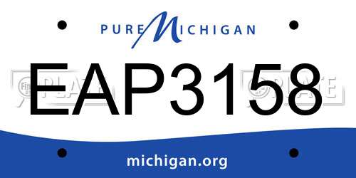 EAP3158 Michigan License Plate