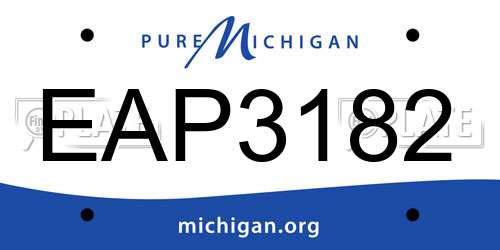 EAP3182 Michigan License Plate