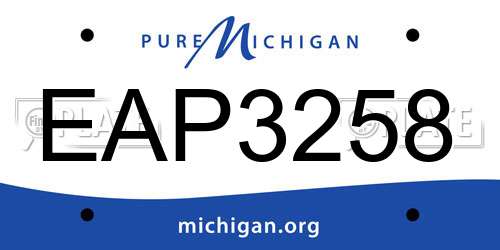 EAP3258 Michigan License Plate
