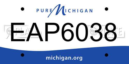 EAP6038 Michigan License Plate