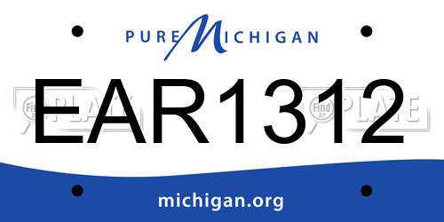 EAR1312 Michigan License Plate