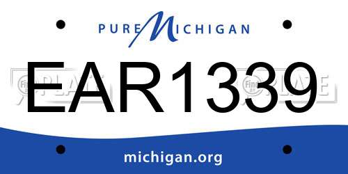 EAR1339 Michigan License Plate