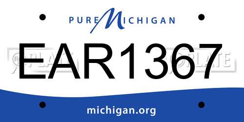 EAR1367 Michigan License Plate