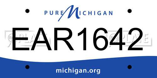 EAR1642 Michigan License Plate