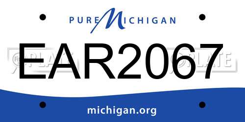 EAR2067 Michigan License Plate