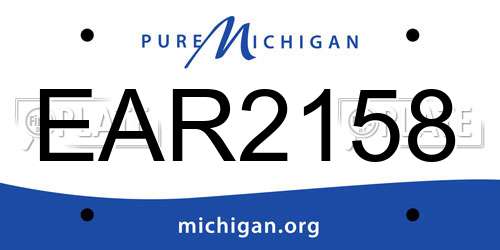 EAR2158 Michigan License Plate