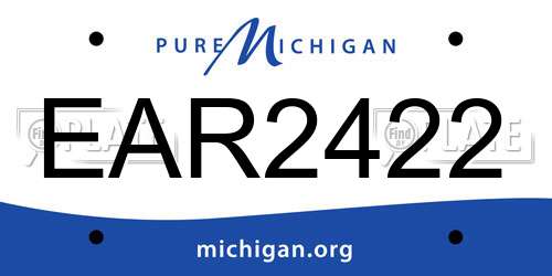 EAR2422 Michigan License Plate