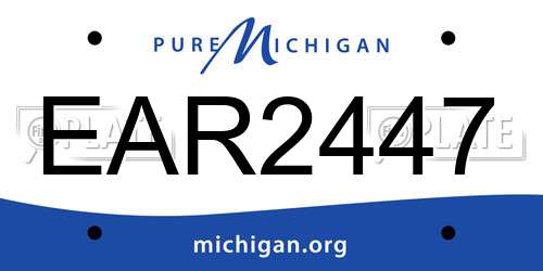 EAR2447 Michigan License Plate