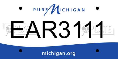 EAR3111 Michigan License Plate