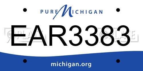 EAR3383 Michigan License Plate
