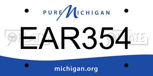 EAR354 Michigan License Plate