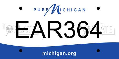 EAR364 Michigan License Plate