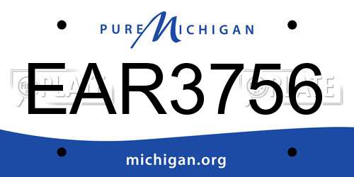 EAR3756 Michigan License Plate