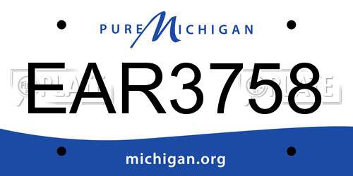 EAR3758 Michigan License Plate