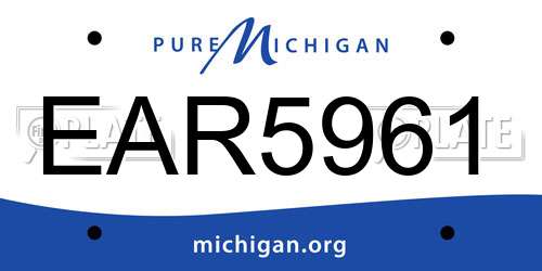 EAR5961 Michigan License Plate