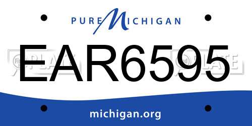 EAR6595 Michigan License Plate