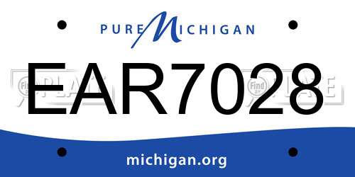 EAR7028 Michigan License Plate
