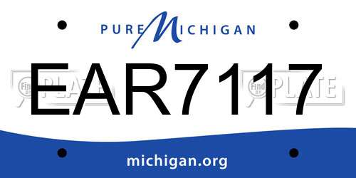 EAR7117 Michigan License Plate