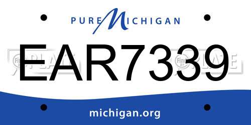 EAR7339 Michigan License Plate