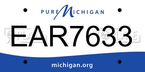 EAR7633 Michigan License Plate