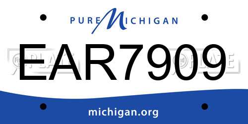 EAR7909 Michigan License Plate
