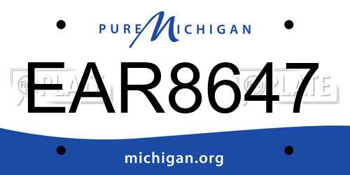 EAR8647 Michigan License Plate