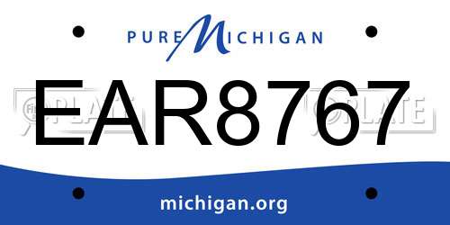 EAR8767 Michigan License Plate