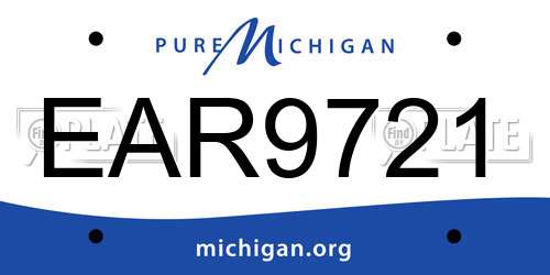 EAR9721 Michigan License Plate