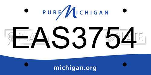 EAS3754 Michigan License Plate