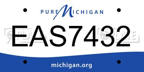 EAS7432 Michigan License Plate