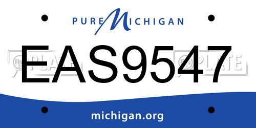 EAS9547 Michigan License Plate