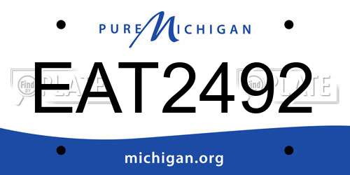 EAT2492 Michigan License Plate