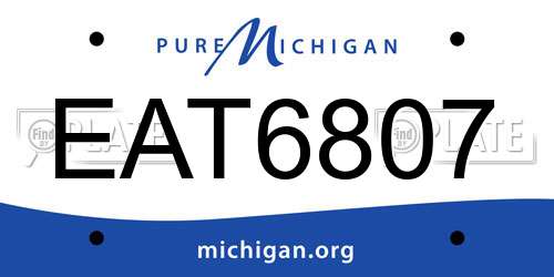 EAT6807 Michigan License Plate