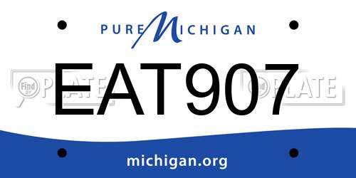 EAT907 Michigan License Plate